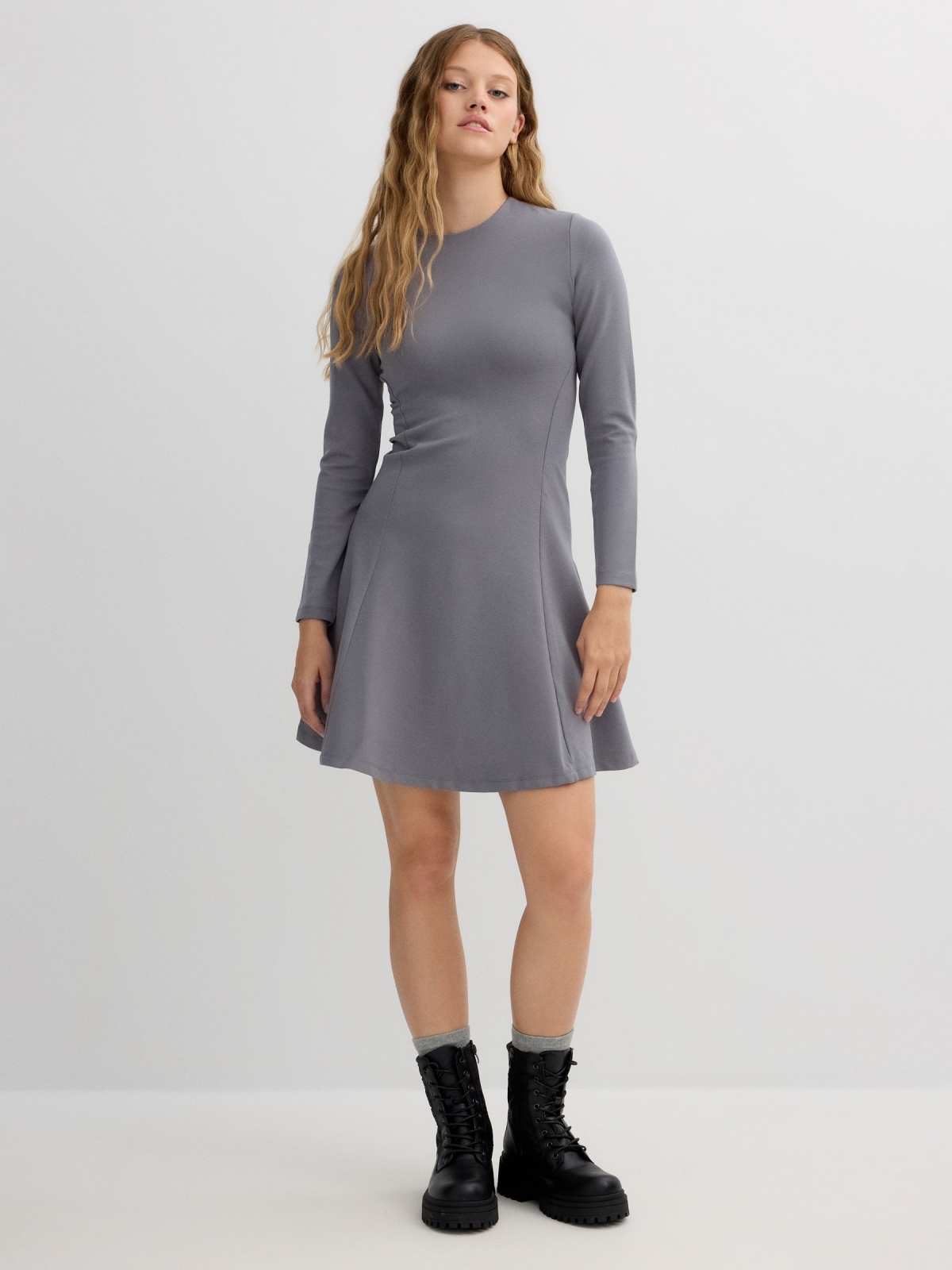 A-line dress grey front view