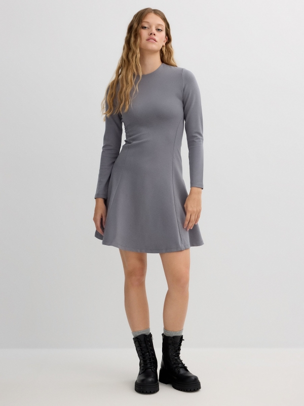 A-line dress grey front view