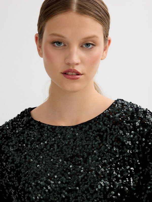 Mini sequin dress black detail view