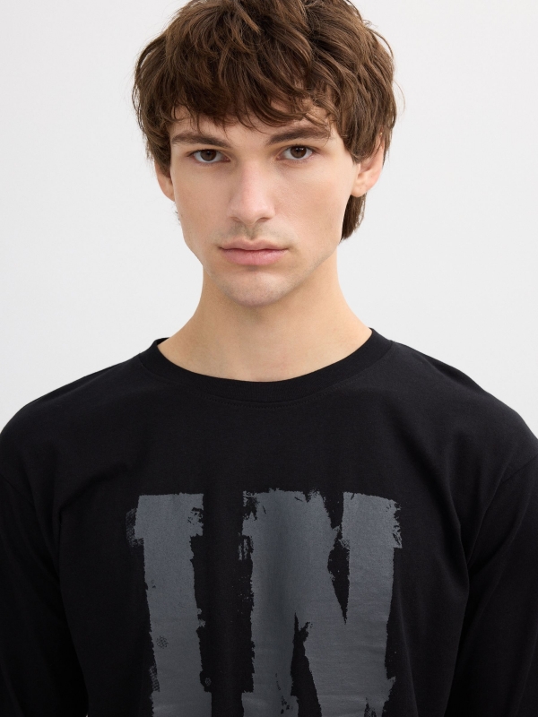 Camiseta de manga longa Inside preto vista detalhe