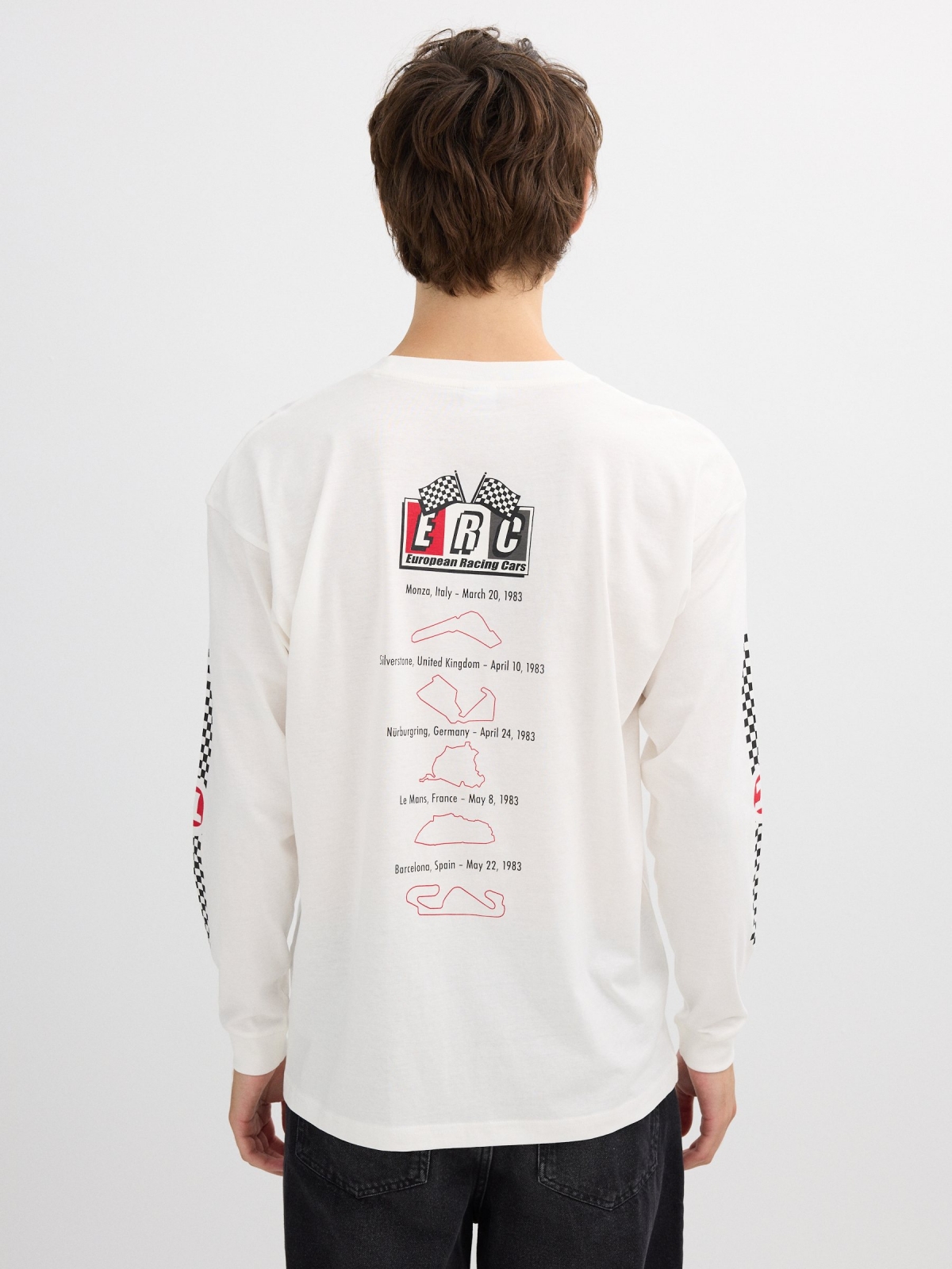 Long sleeve racing shirt raw middle back view