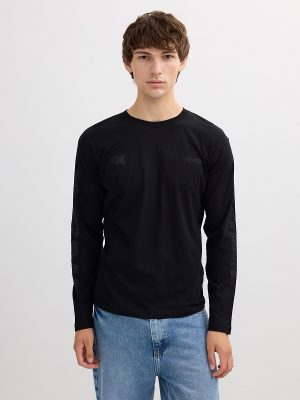 Camiseta manga larga INS negro vista media frontal