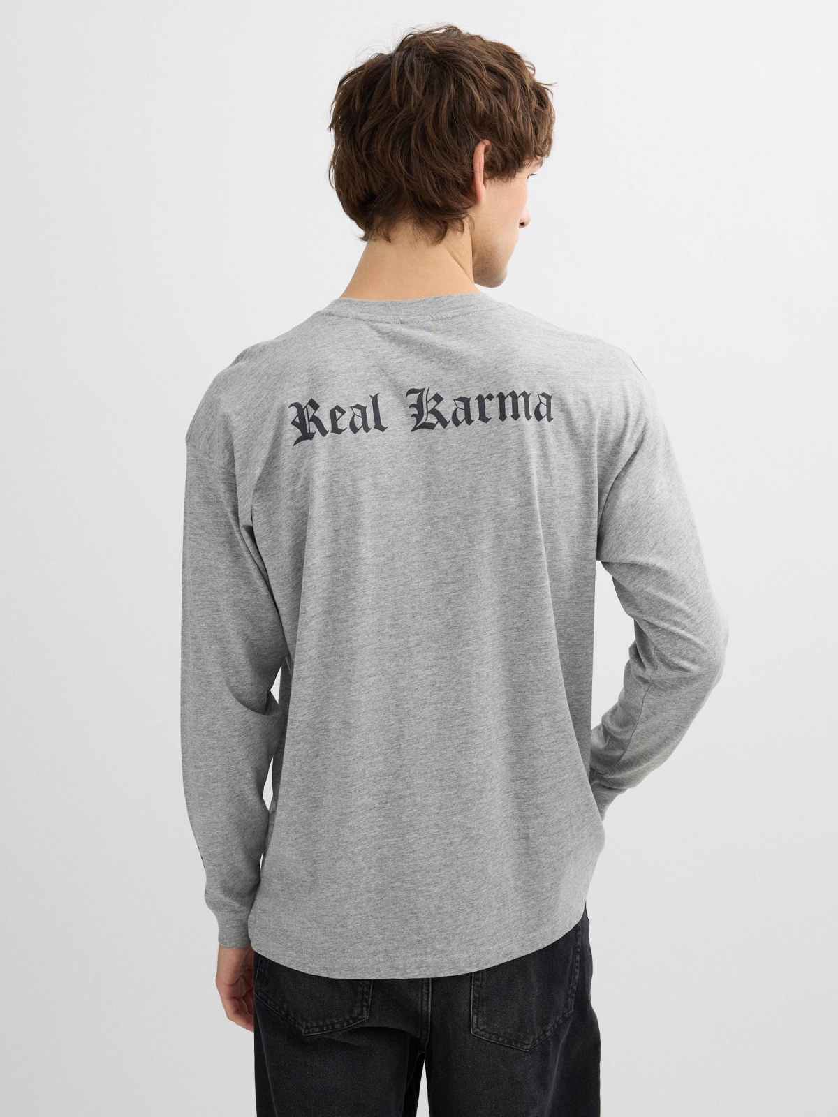 Camiseta de manga longa karma cinza vigoré médio vista meia traseira