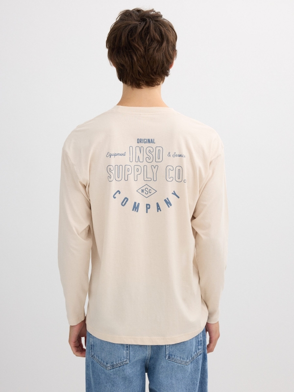 Camiseta manga larga Michigan crudo vista media trasera