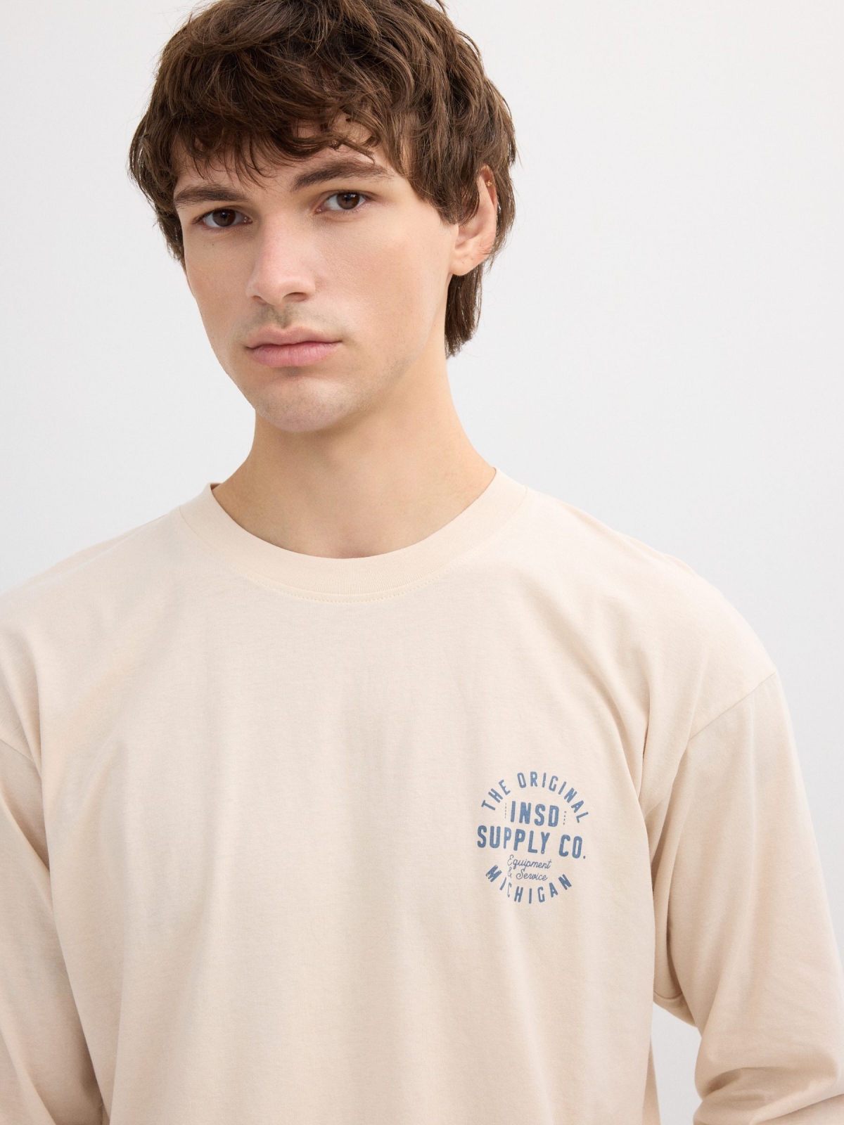 Long sleeve Michigan shirt raw detail view