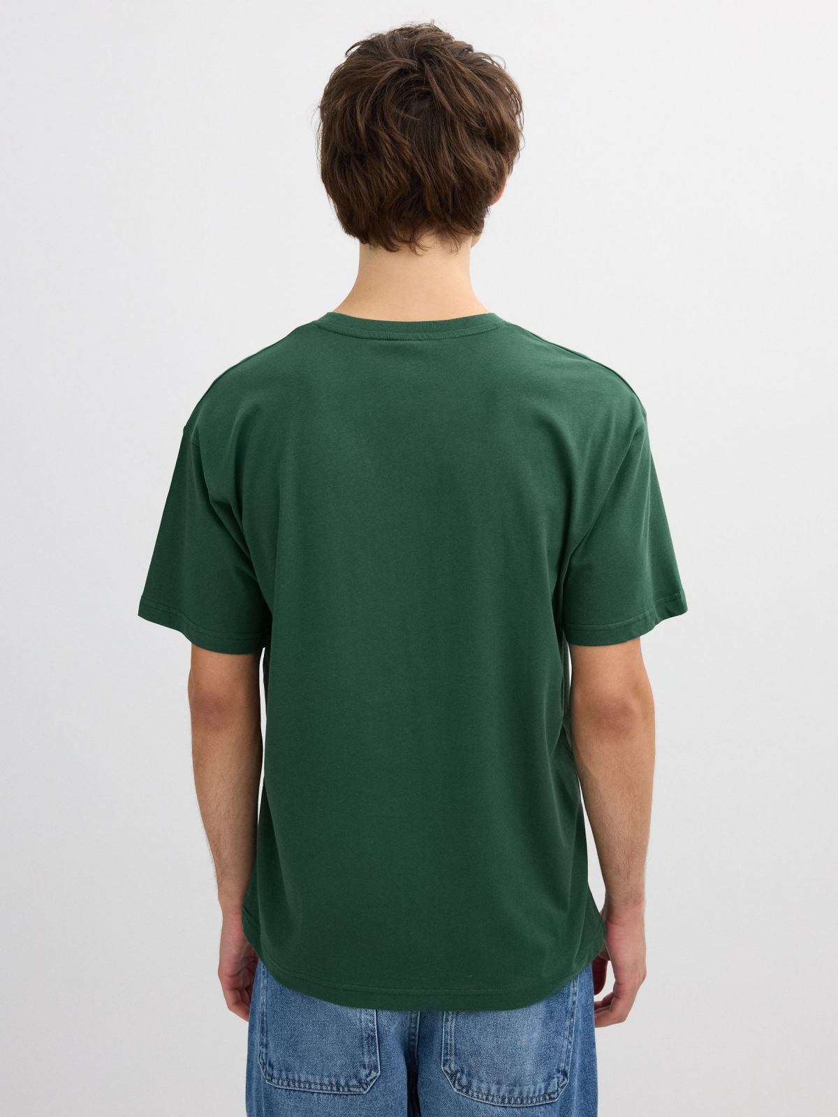 Camiseta manga corte Inside verde vista meia traseira