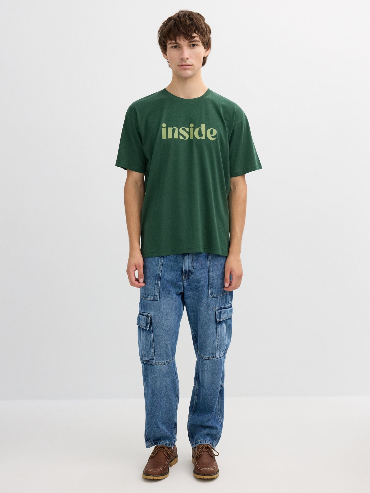 Camiseta manga corte Inside verde vista geral frontal