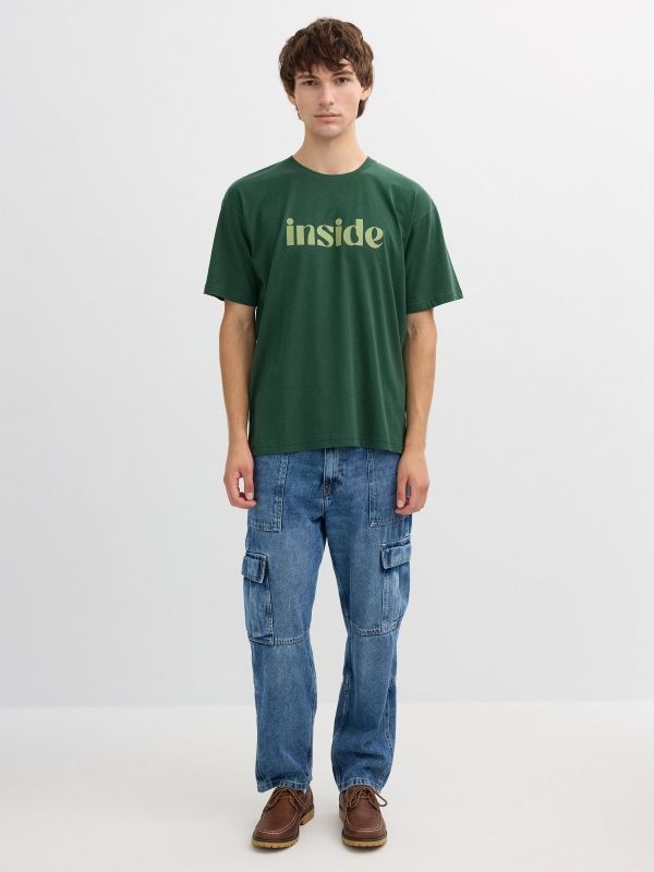 Camiseta manga corte Inside verde vista geral frontal