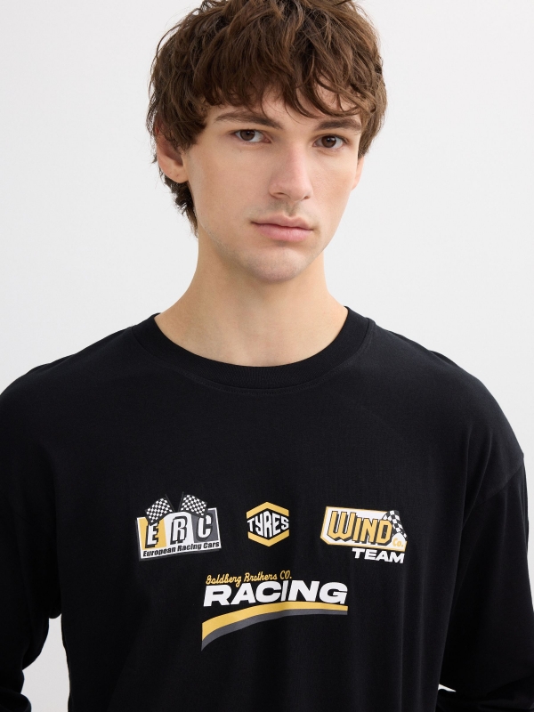Long sleeve racing shirt black detail view