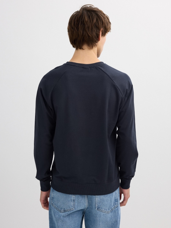 Basic sweatshirt with text blue middle back view