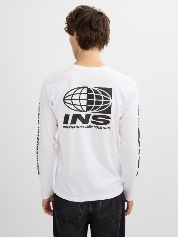 Camiseta de manga longa INS branco vista meia traseira