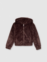 %Pto% Fur effect jacket chocolate front view