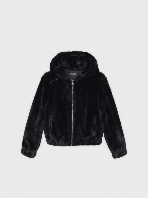   Pink fur effect jacket black
