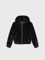 %Pto% Pink fur effect jacket black