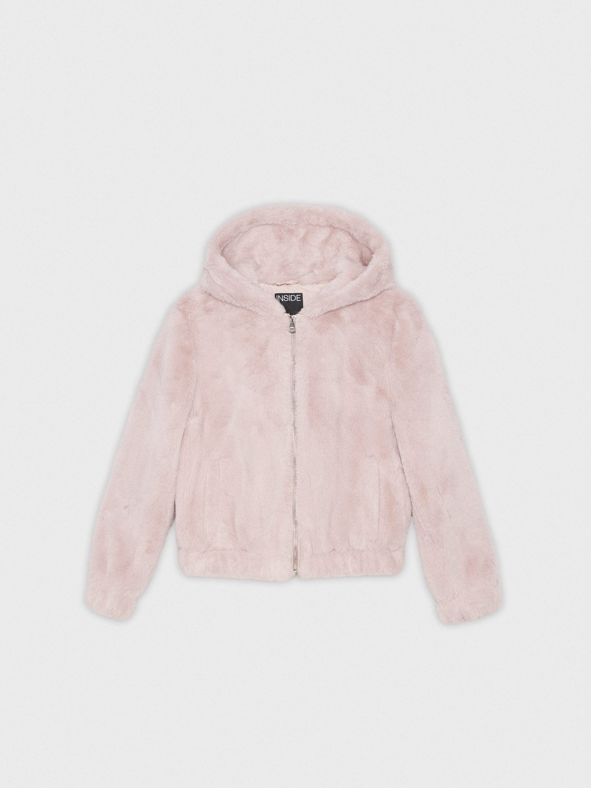 %Pto% Pink fur effect jacket pink front view