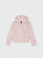 %Pto% Cazadora efecto pelo rosa rosa vista frontal