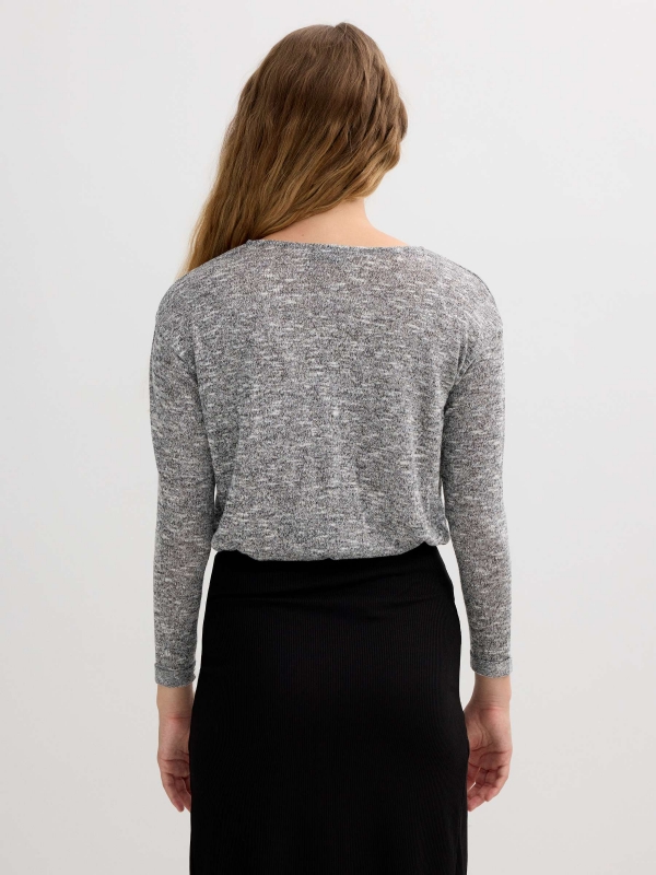Miami print t-shirt melange grey middle back view