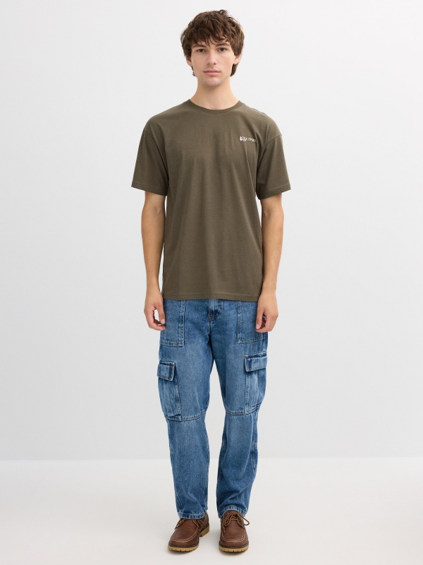Camiseta estampado nature kaki vista general frontal