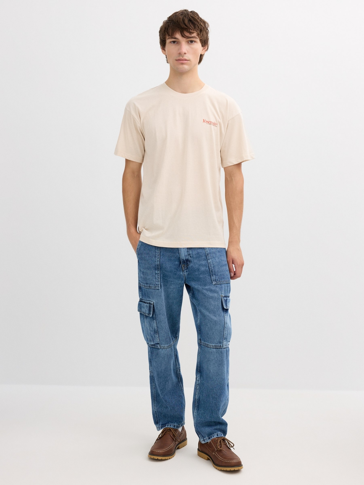 Yosemite print t-shirt raw front view