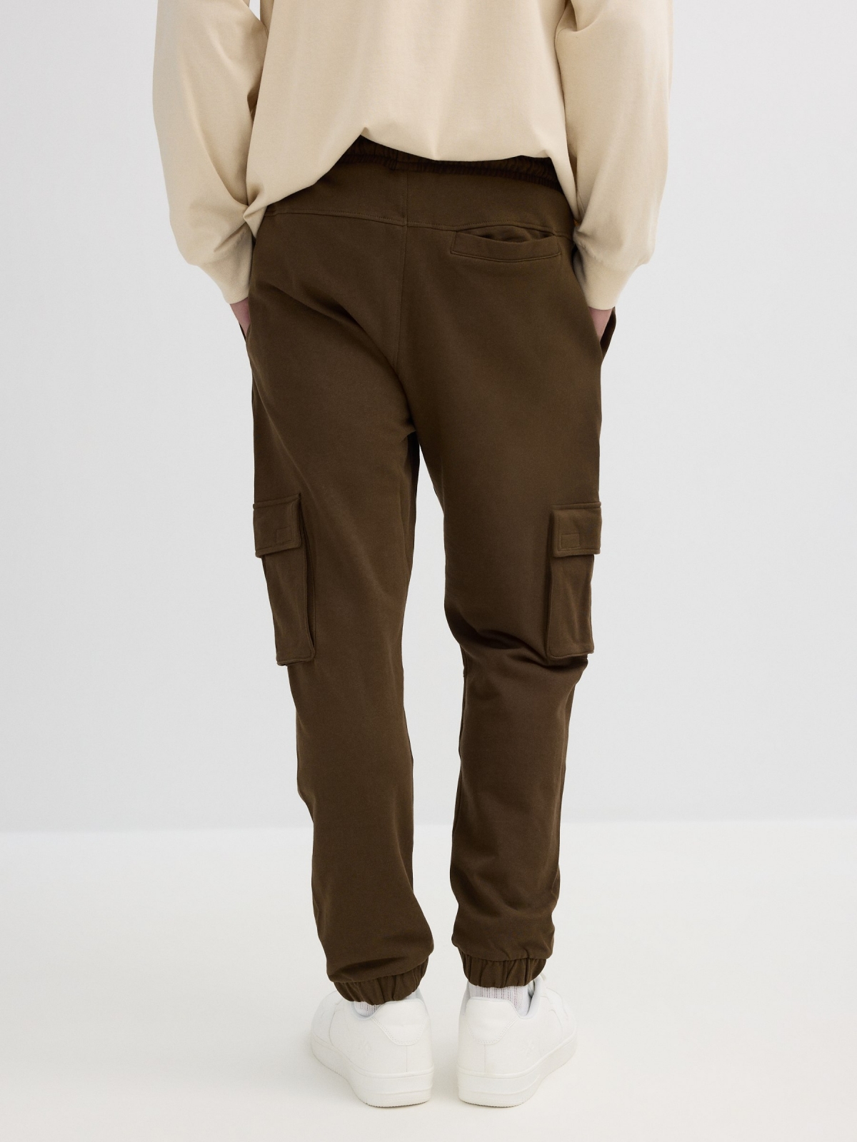 Sport jogger pants brown middle back view
