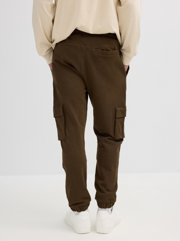 Sport jogger pants brown middle back view