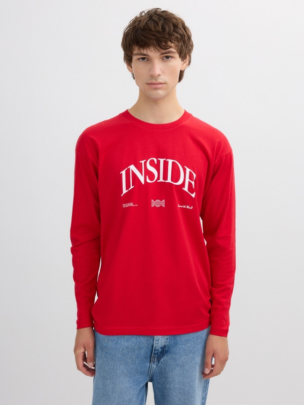 Camiseta manga larga Inside rojo vista media frontal