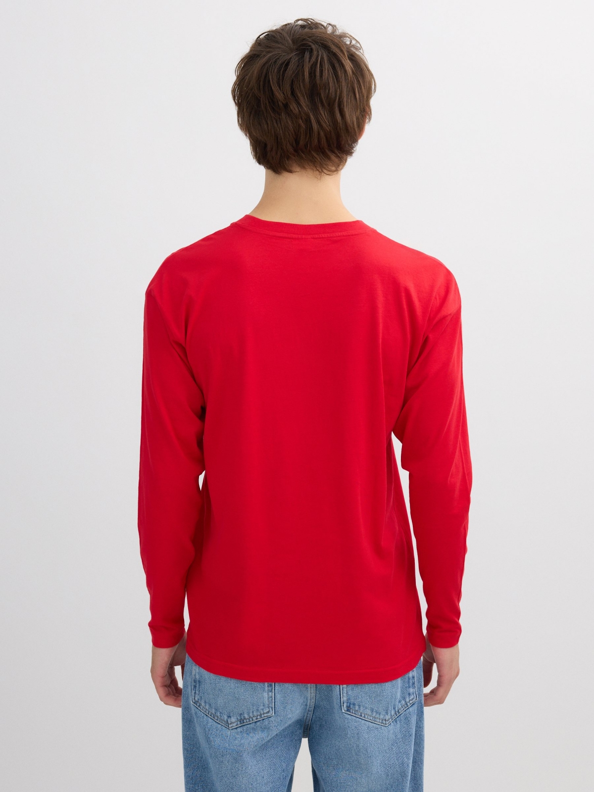 Camiseta de manga longa Inside vermelho vista meia traseira