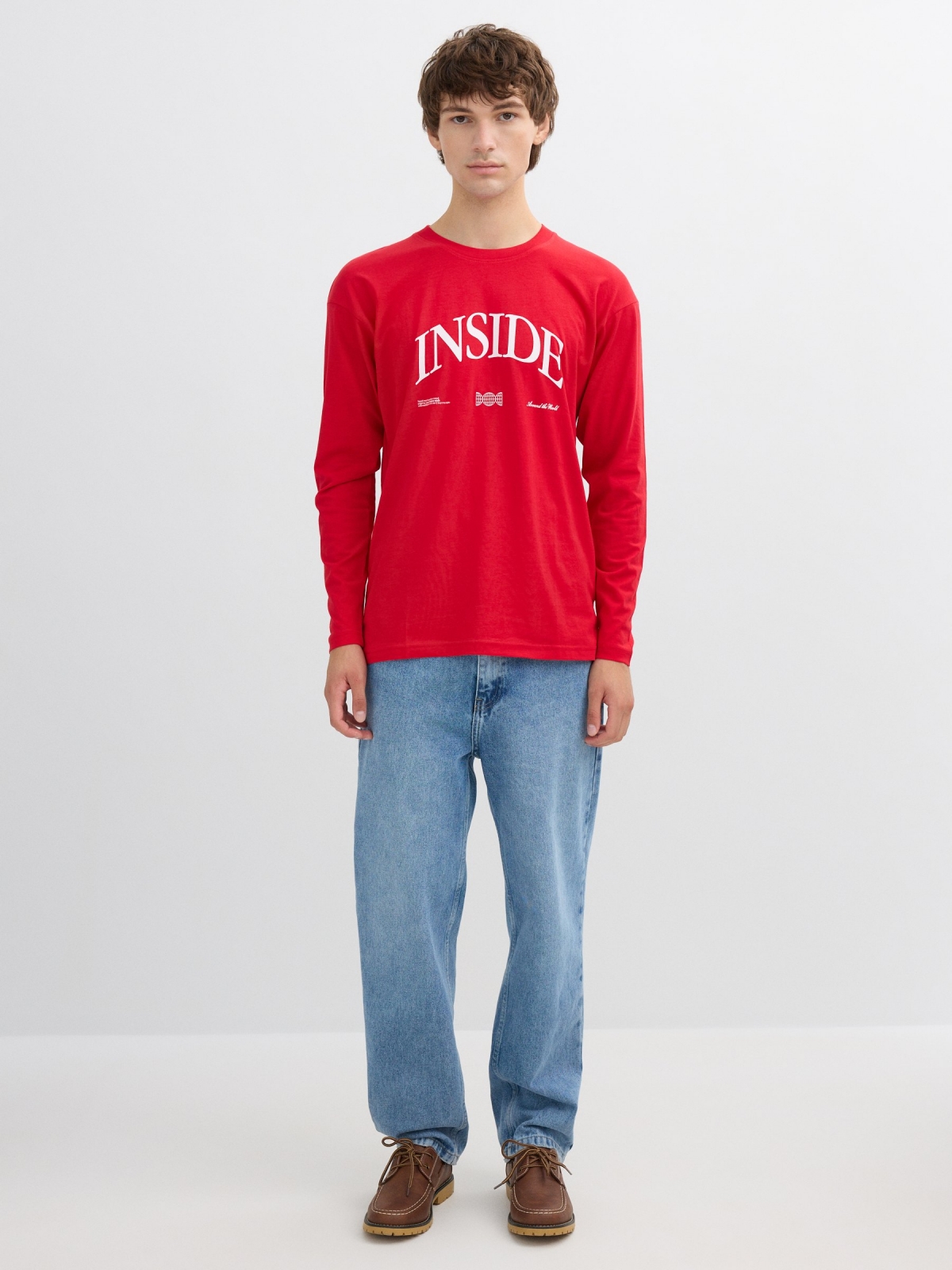 Long sleeve shirt Inside red front view