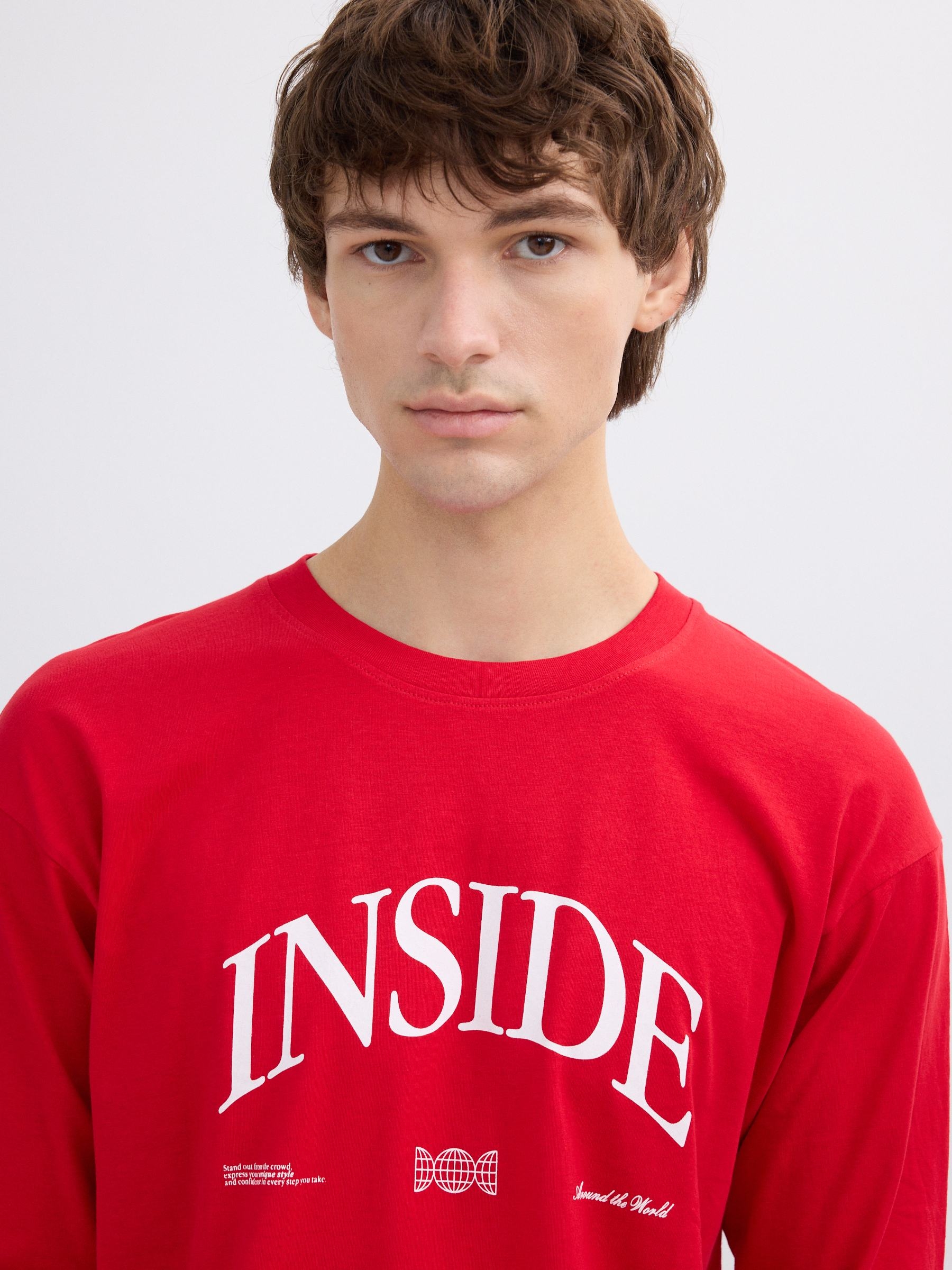 Camiseta manga larga Inside rojo vista media frontal