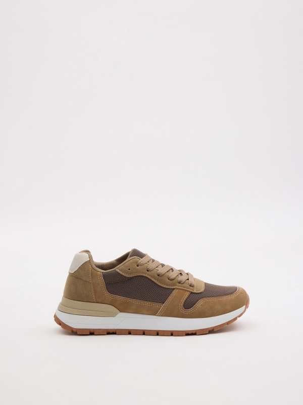 Zapatilla deportiva combinada beige crudo