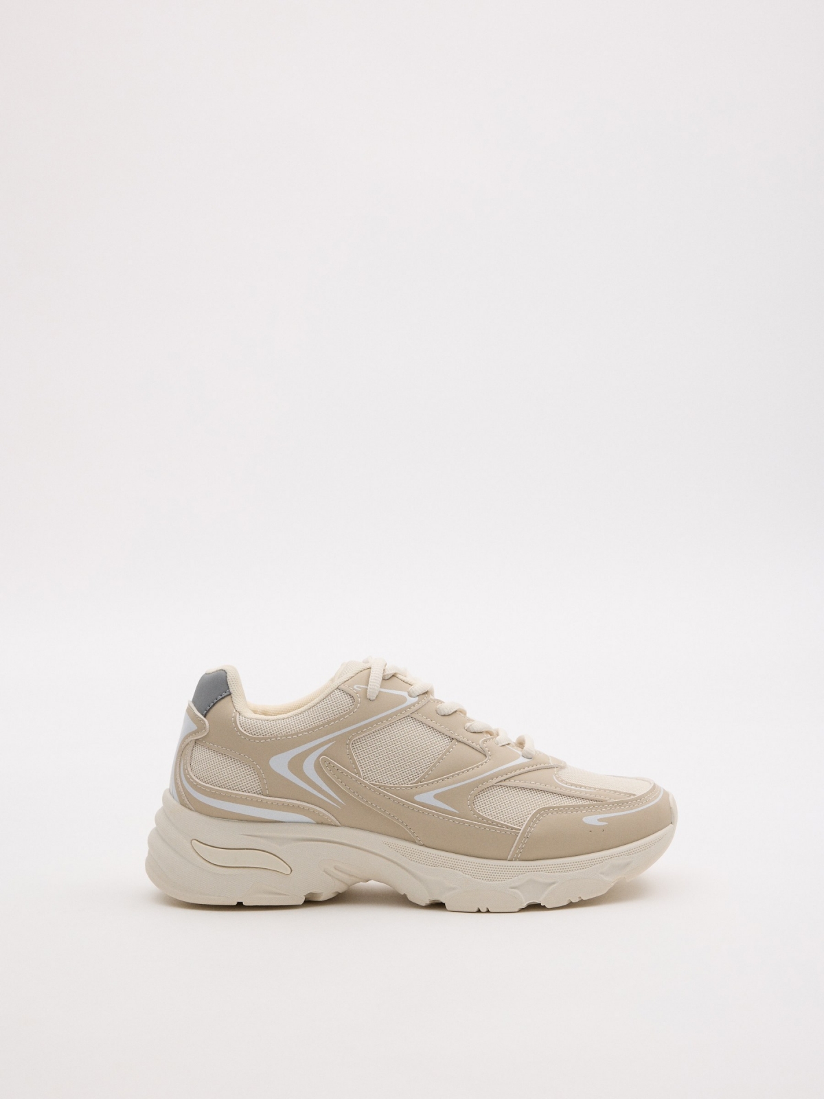 Beige combined running sneaker raw
