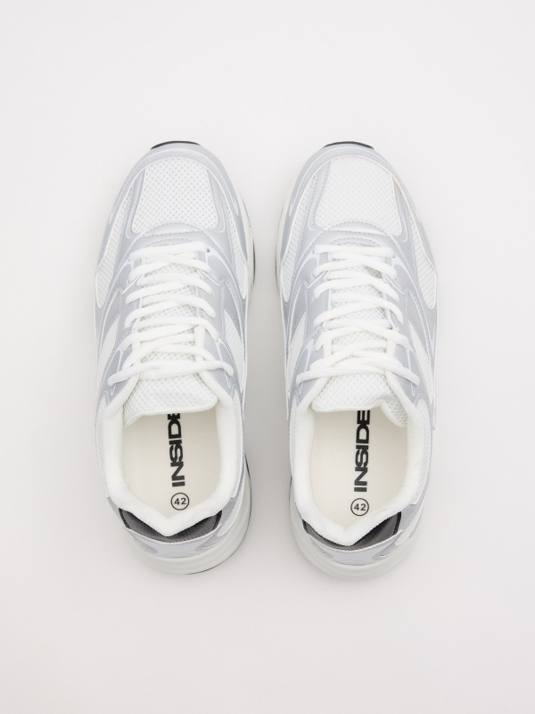 Metallic combined running sneaker white zenithal view