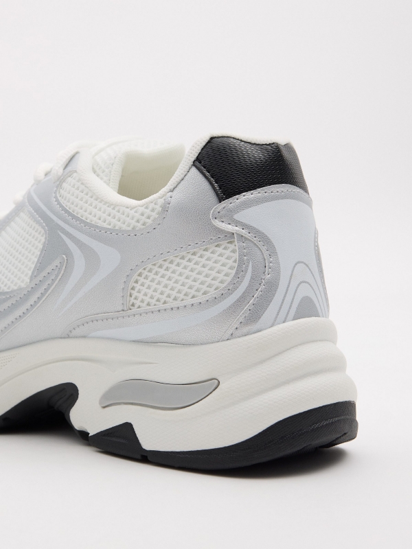 Metallic combined running sneaker white detail view