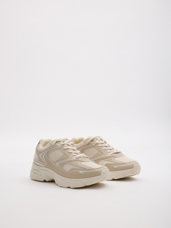 Beige combined running sneaker raw 45º front view