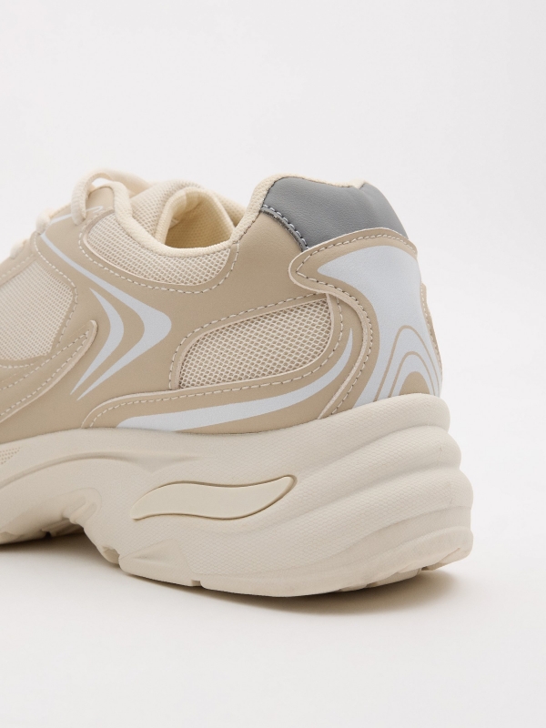 Beige combined running sneaker raw detail view