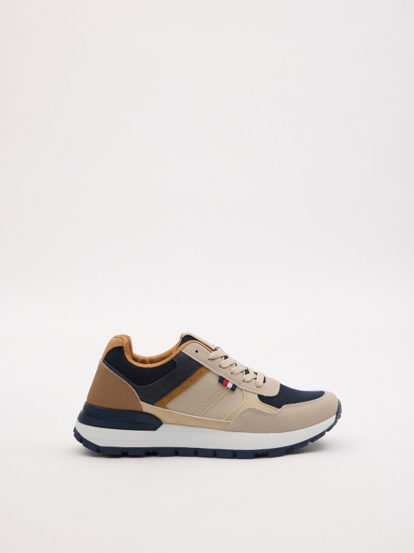 Zapatilla deportiva combinada marino crudo