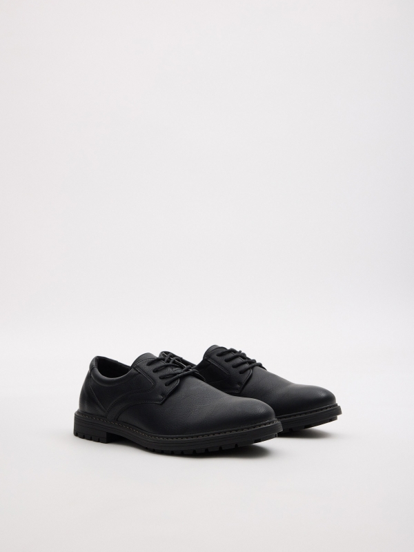 Classic basic leatherette shoe black 45º front view