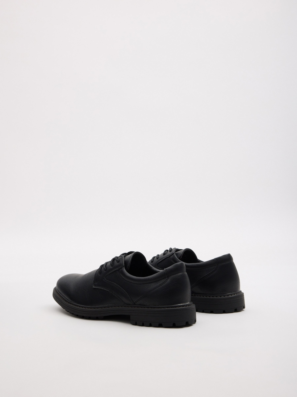 Classic basic leatherette shoe black 45º back view
