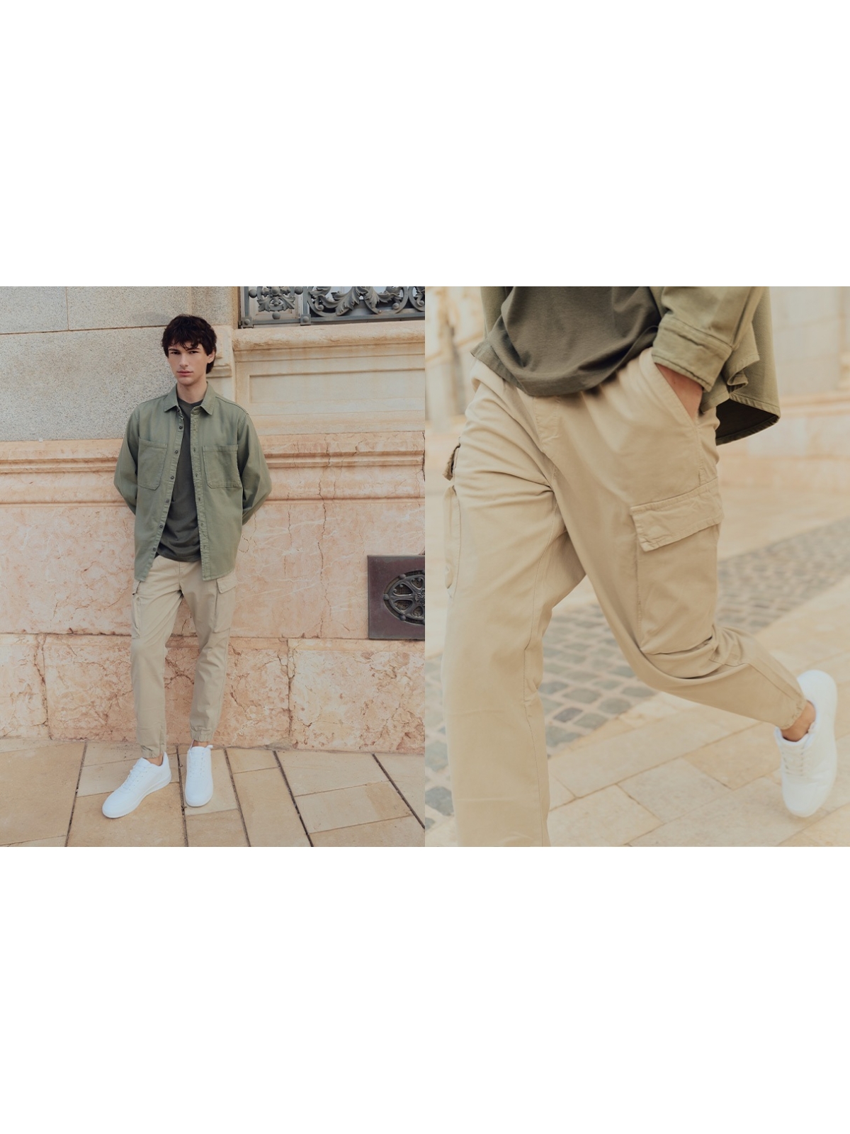  Pantalón jogger cargo marfil