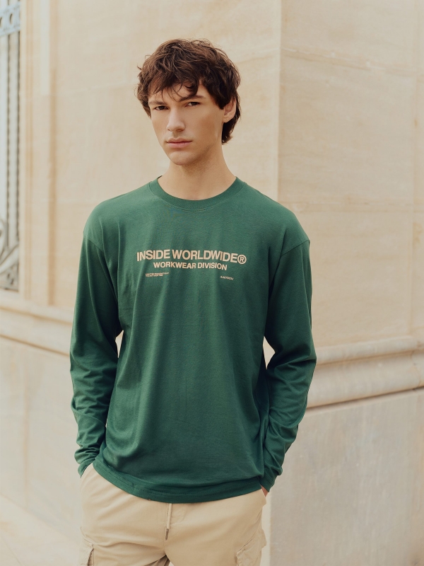  Long sleeve t-shirt with text print green