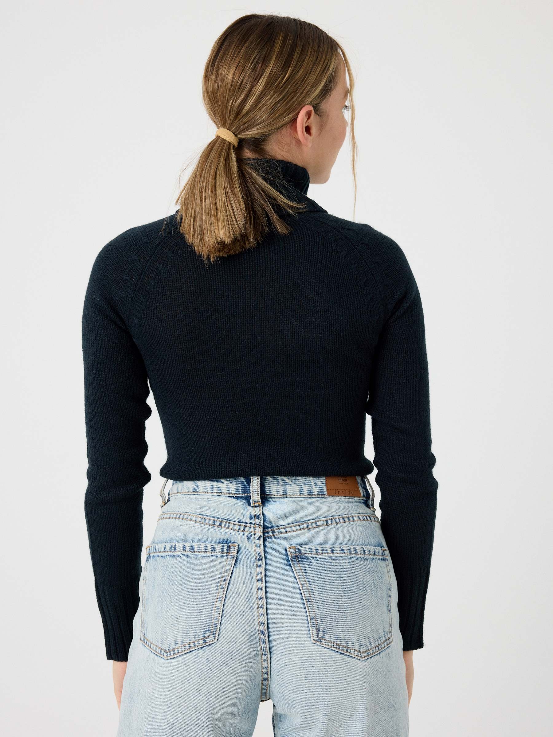 Basic turtleneck sweater dark blue middle front view