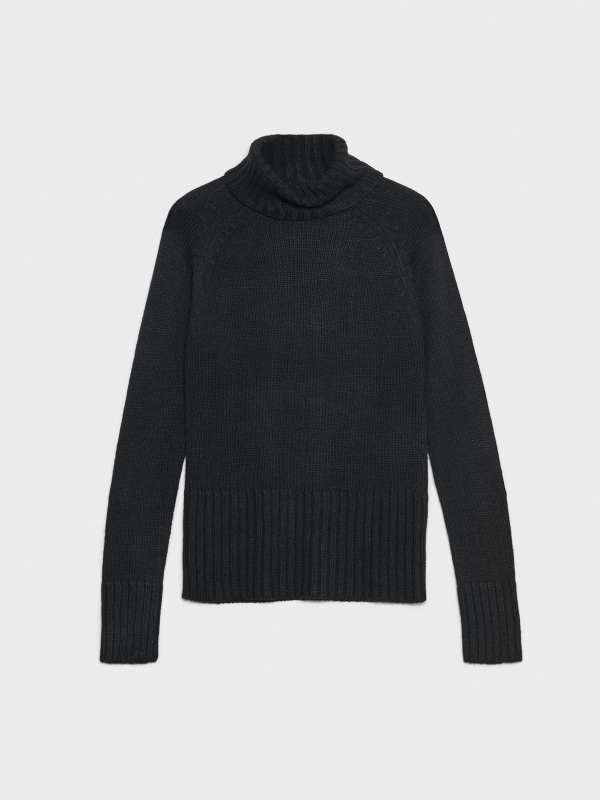  Jersey básico de cuello alto negro vista frontal