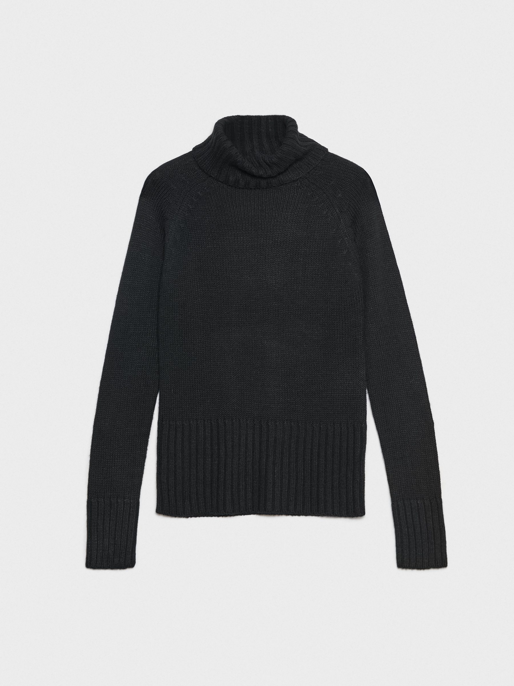 Basic turtleneck sweater black middle front view