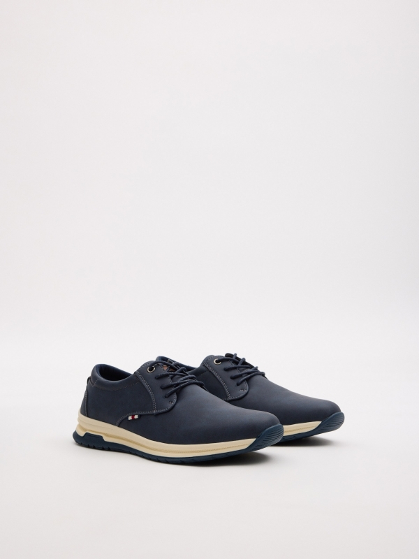 Zapato clásico deportivo azul azul marino vista frontal 45º