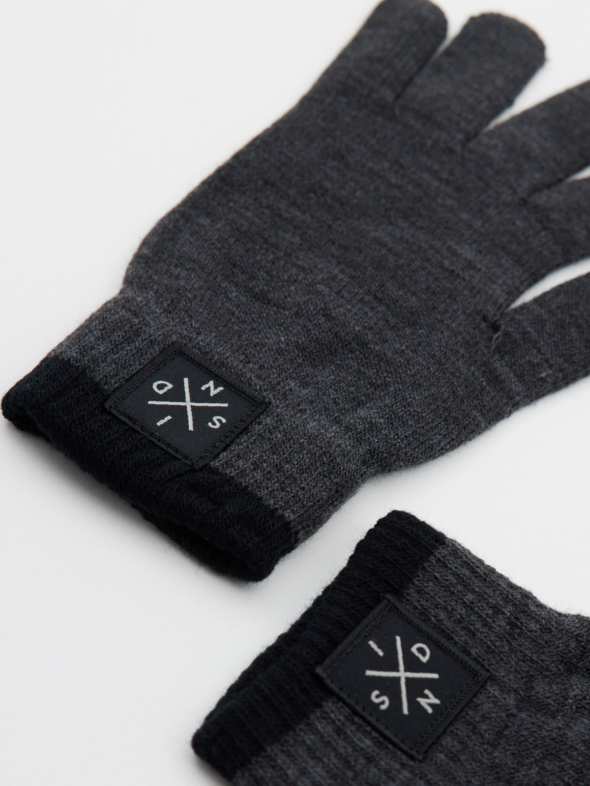 Guantes táctiles combinados gris oscuro vista detalle