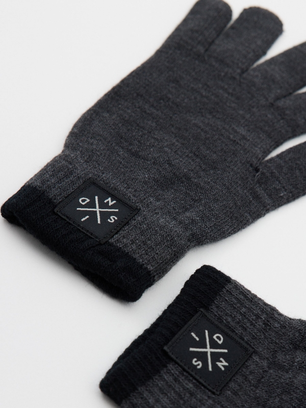 Guantes táctiles combinados gris oscuro vista detalle