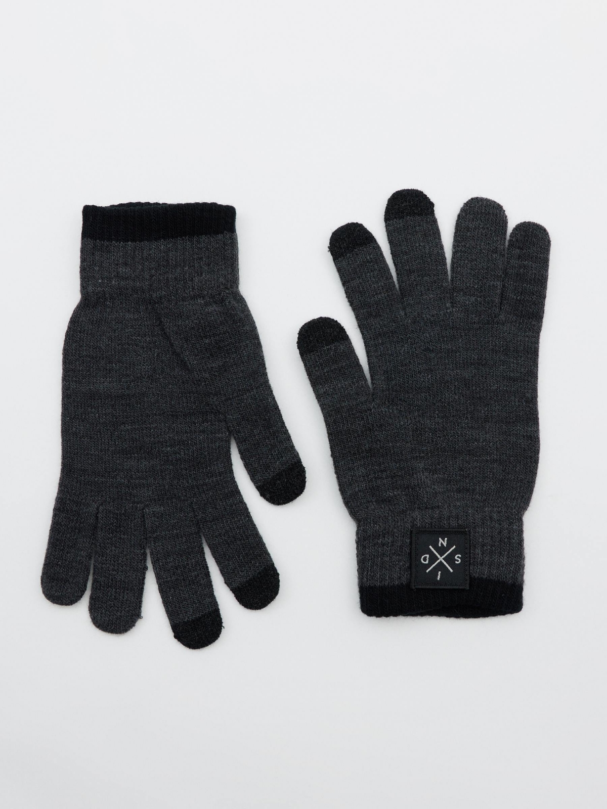 Guantes táctiles combinados gris oscuro vista detalle
