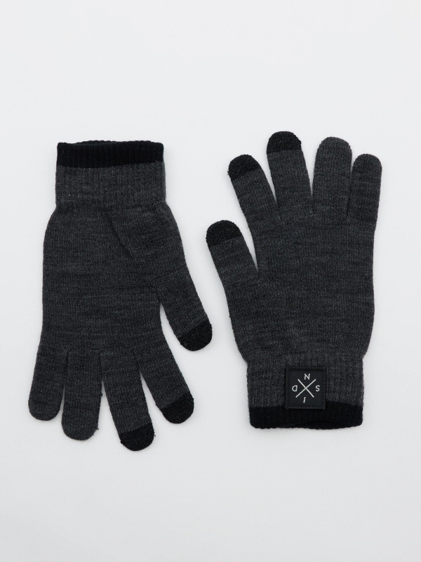 Guantes táctiles combinados gris oscuro vista detalle