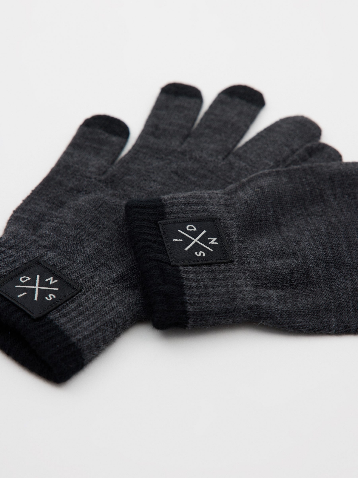 Guantes táctiles combinados gris oscuro vista detalle