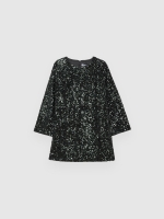 %Pto% Vestido mini lantejoulas preto vista frontal